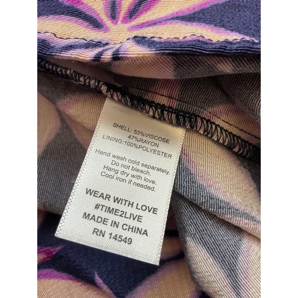 Electric & Rose Purple Geometric Floral V-Neck Smocked Maxi Dress Pockets L - Picture 5 of 9
